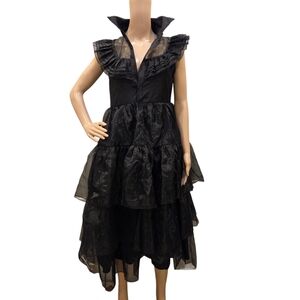 Black Ruffled Maxi Dress Sleeveless Layered Size M